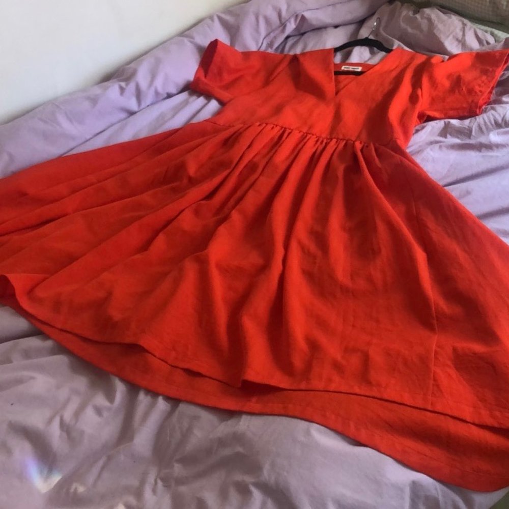 Sold Out Henrik Vibskov vibrant persimmon red dress